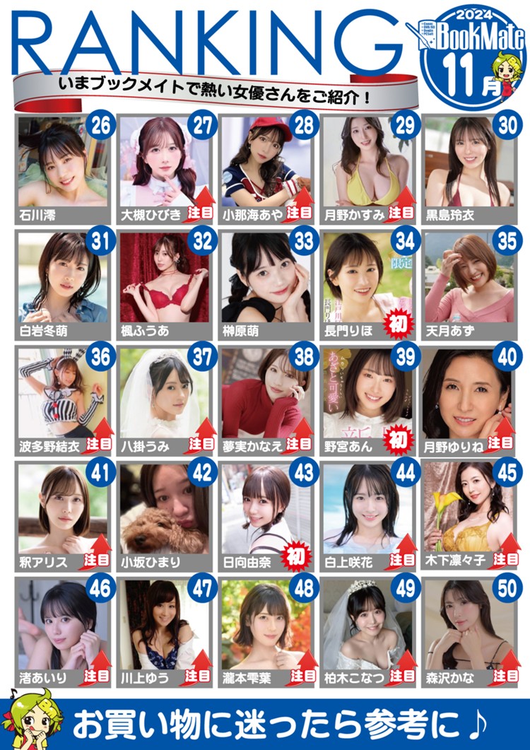 2024年11月女优排行榜TOP100  新人多