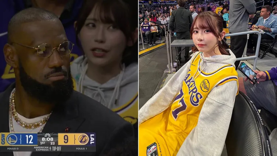 NBA新赛季直播,詹姆斯背后女孩居然是“葵伊吹”
